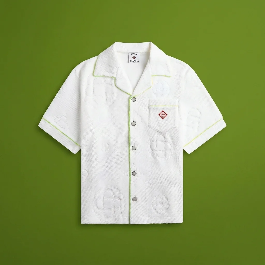 Casablanca Towelling Monogram Short Sleeve Shirt - Green