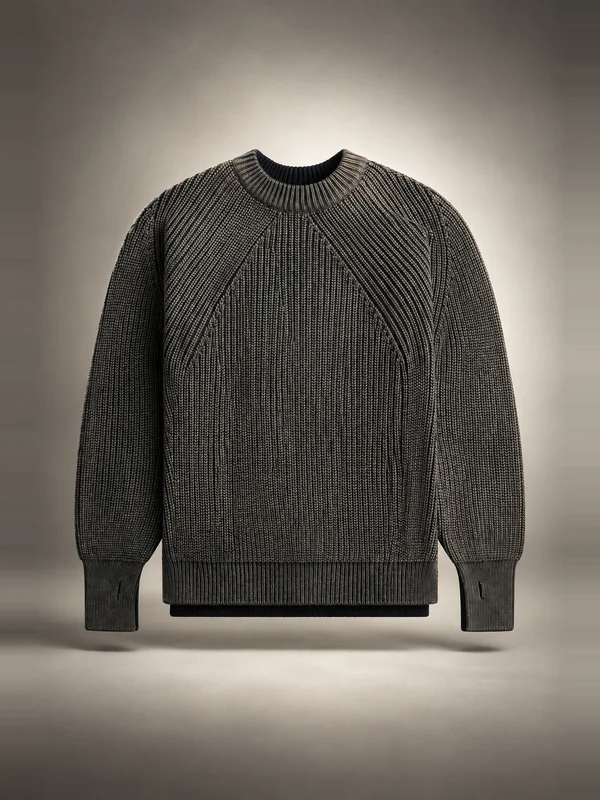 CDG Homme Ribbed Crew Sweater - Black