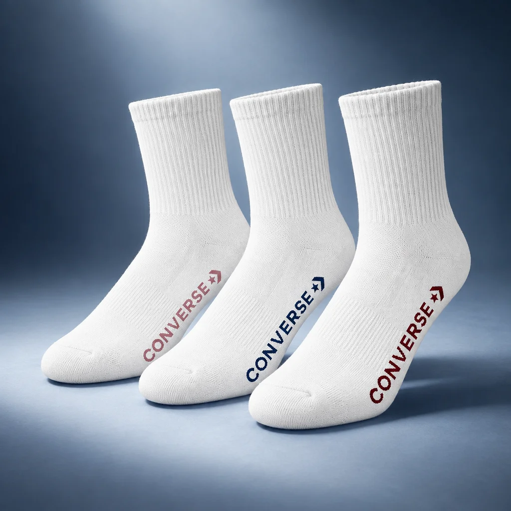 Converse 3-Pack Wordmark Half-Crew Socks White/Multi