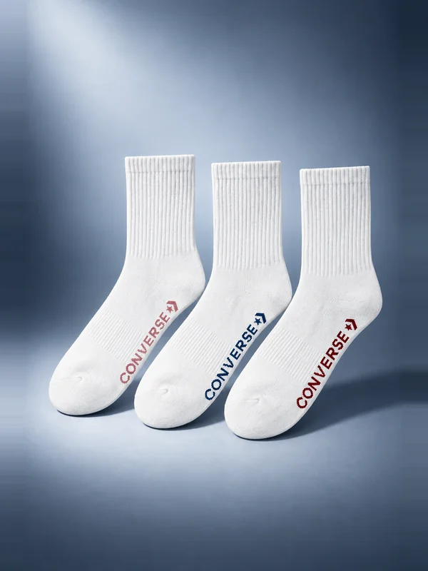 Converse 3-Pack Wordmark Half-Crew Socks White/Multi