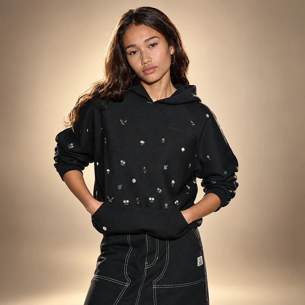 Converse Florals Long-Sleeve Hoodie Converse Black