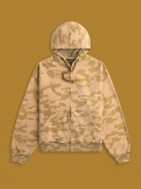 Daily Paper AOP Boxy Zip Up Hoodie - Camo