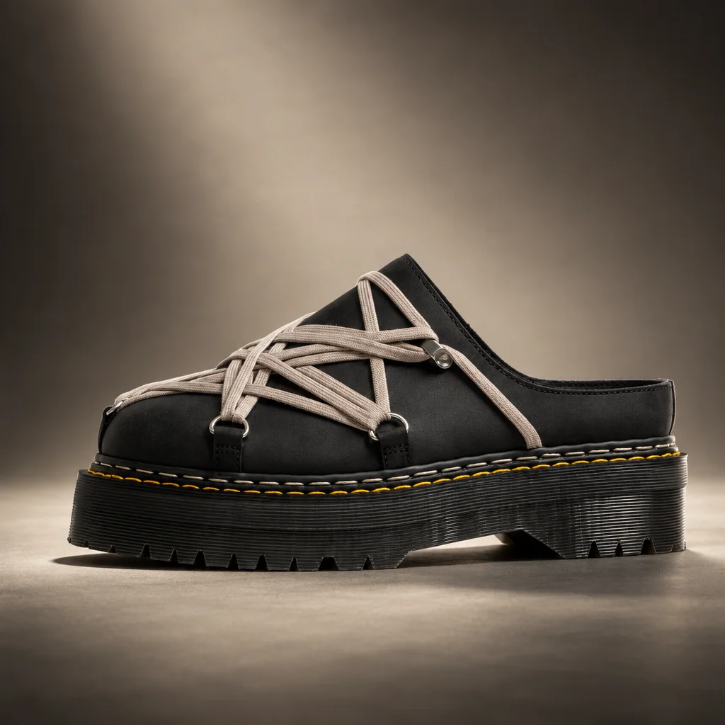 Rick Owens x Dr. Martens Quad Sole Megalace Mule - Black
