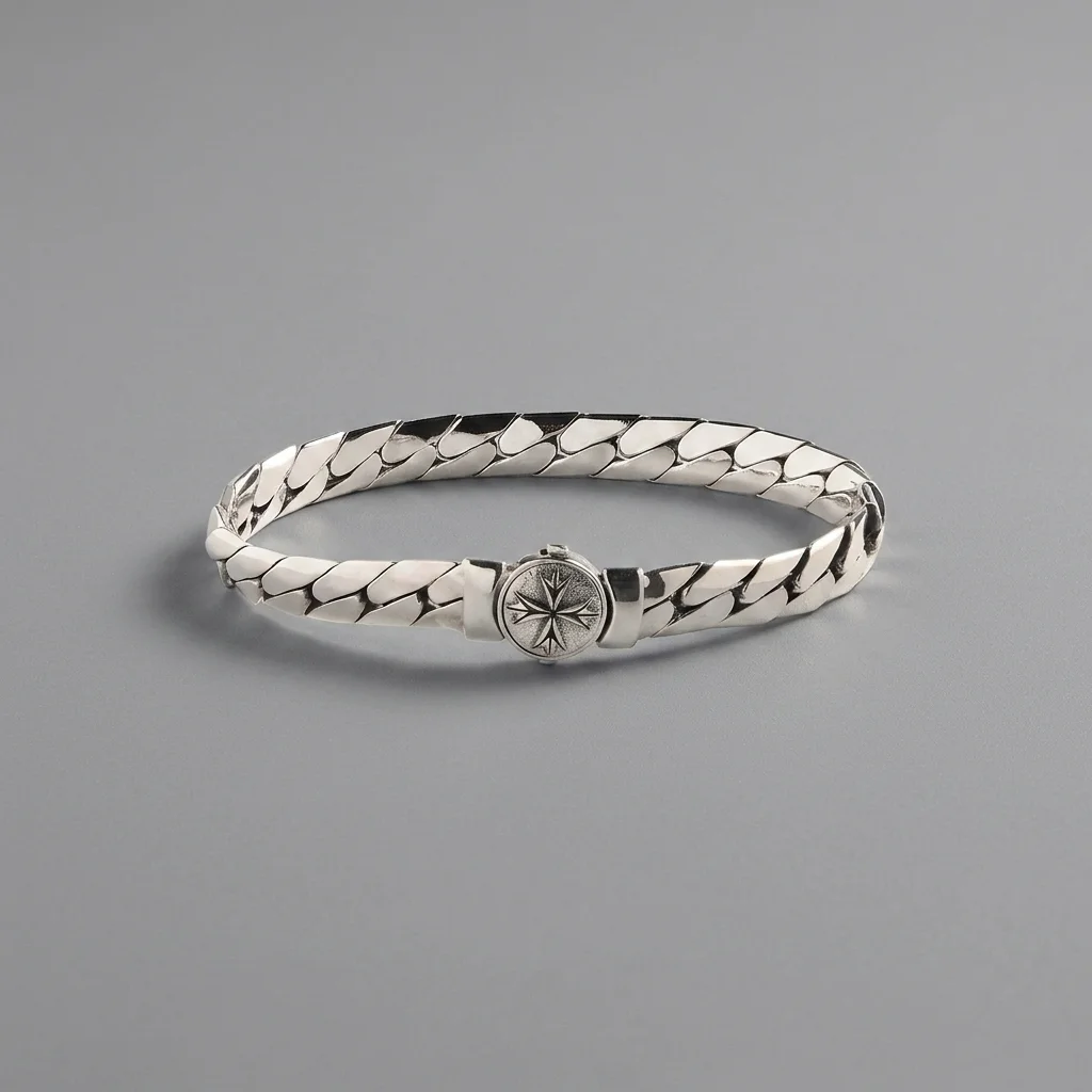 Emanuele Bicocchi Herringbone Chain Logo Bracelet - Silver