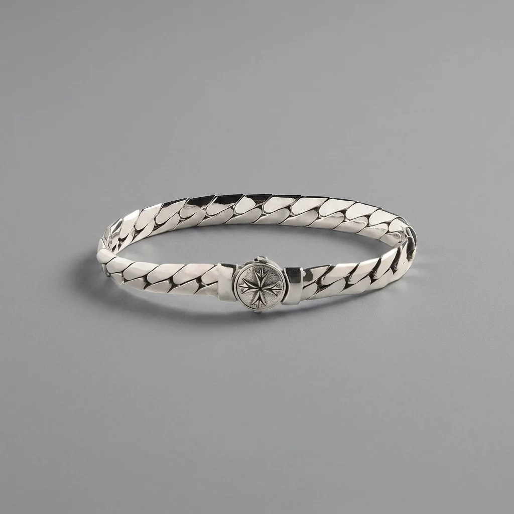 Emanuele Bicocchi Herringbone Chain Logo Bracelet - Silver