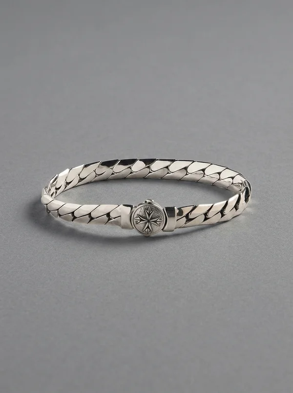 Emanuele Bicocchi Herringbone Chain Logo Bracelet - Silver