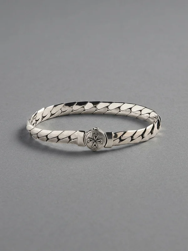 Emanuele Bicocchi Herringbone Chain Logo Bracelet - Silver