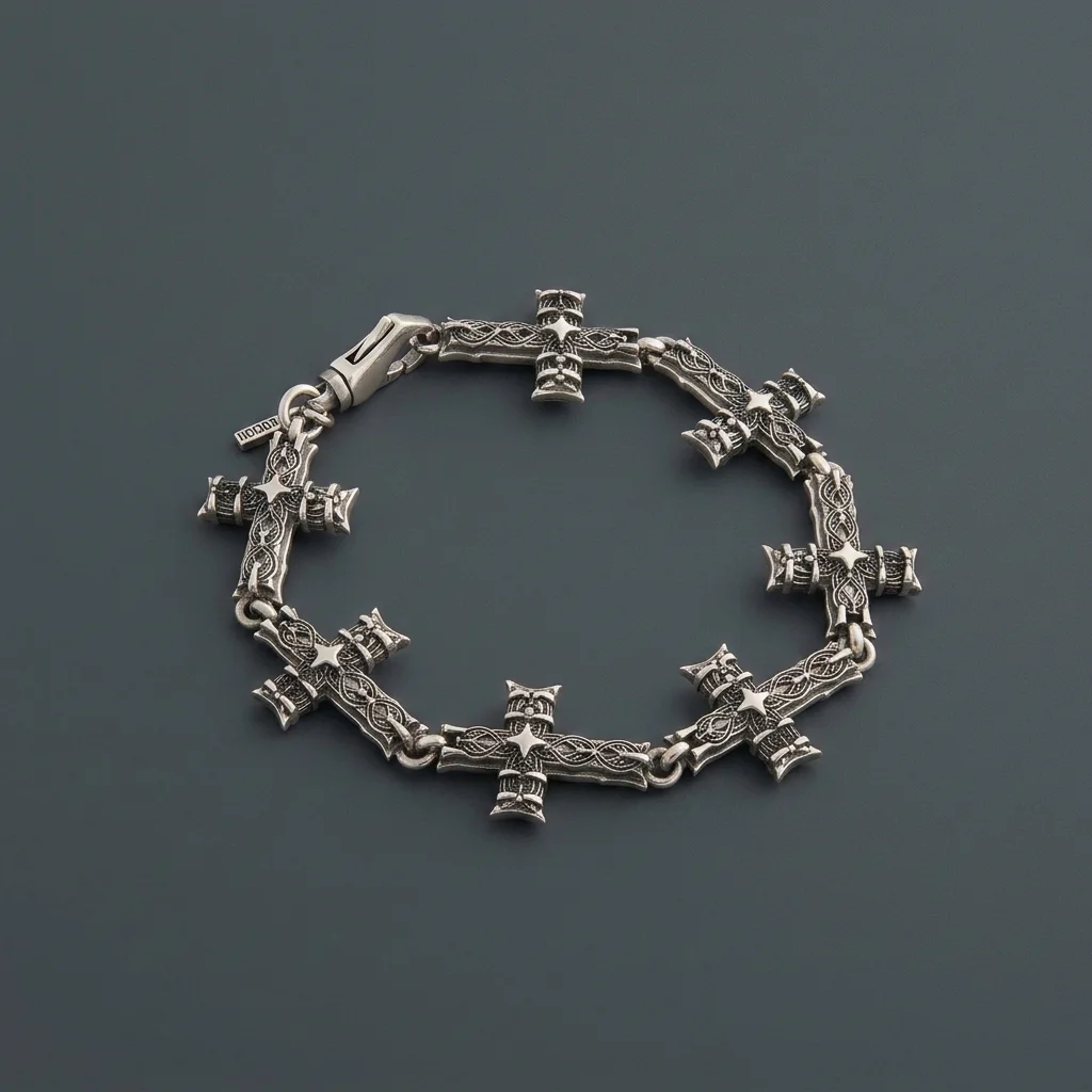 Emanuele Bicocchi Notre Dame Cross Bracelet - Silver