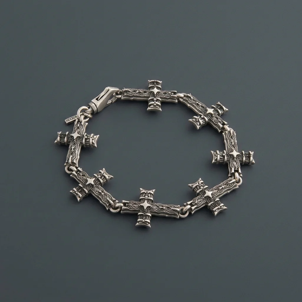 Emanuele Bicocchi Notre Dame Cross Bracelet - Silver