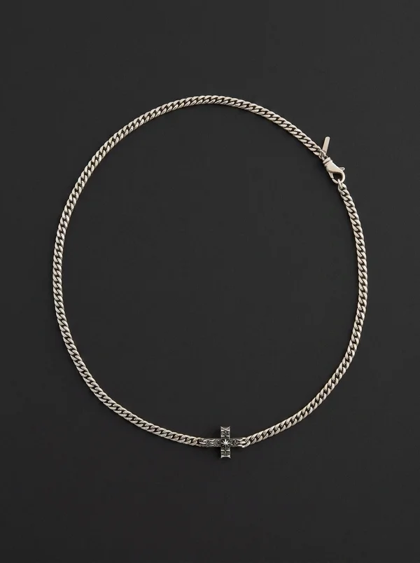 Emanuele Bicocchi Notre Dame Cross Chain Necklace - Silver