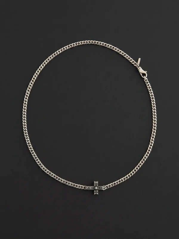 Emanuele Bicocchi Notre Dame Cross Chain Necklace - Silver