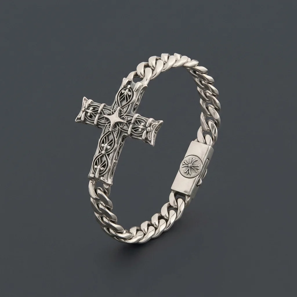 Emanuele Bicocchi Reissue Notre Cross Cross Chain Bracelet - Silver