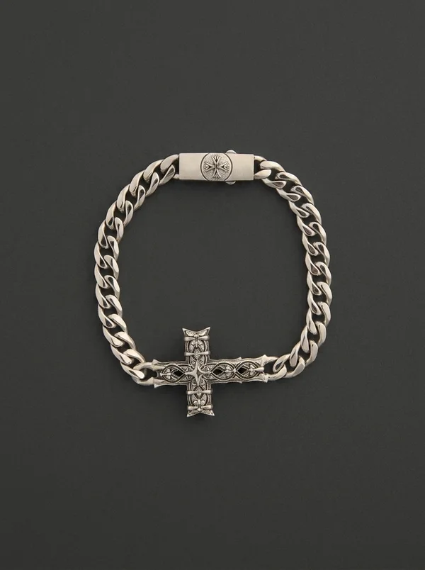Emanuele Bicocchi Reissue Notre Cross Cross Chain Bracelet - Silver