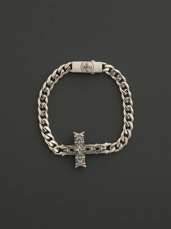 Emanuele Bicocchi Reissue Notre Cross Cross Chain Bracelet - Silver