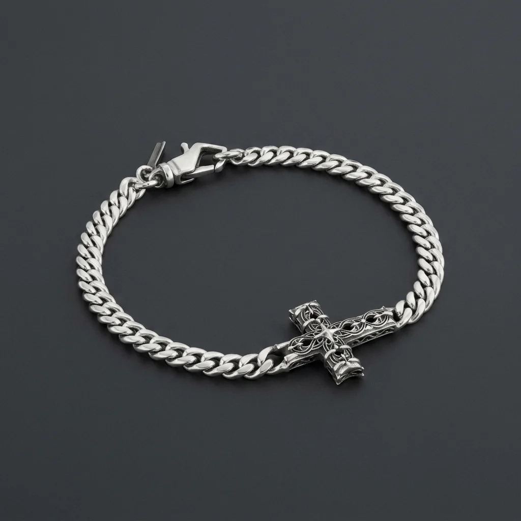 Emanuele Bicocchi Reissue Notre Cross Cross Chain Bracelet - Silver (Variant)