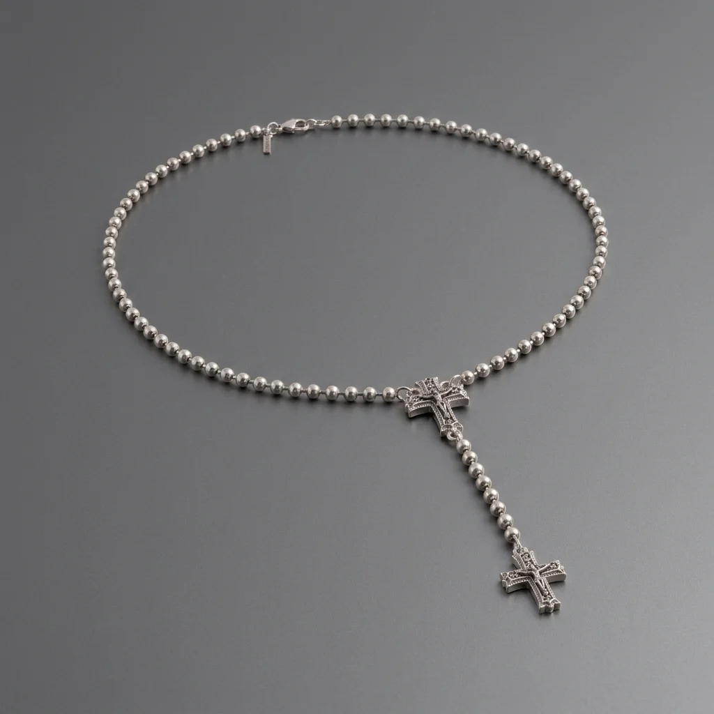 Emanuele Bicocchi Reissue Notre Cross Rosary Necklace - Silver