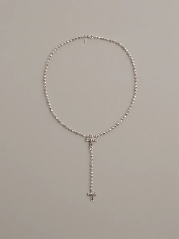 Emanuele Bicocchi Reissue Notre Cross Rosary Necklace - Silver