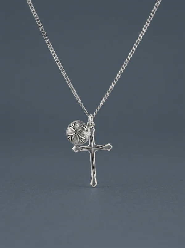 Emanuele Bicocchi Scudo Cross Logo Necklace - Silver
