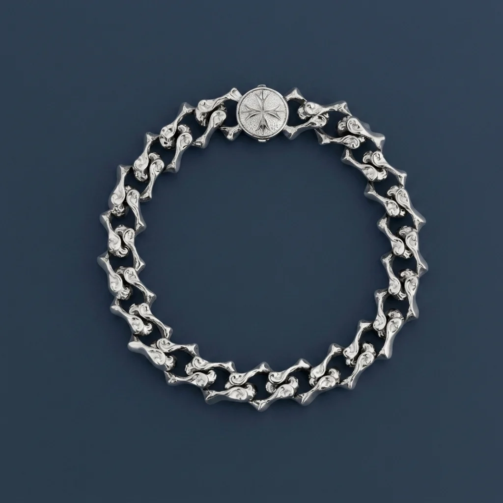 Emanuele Bicocchi Sharp Chain Logo Bracelet - Silver