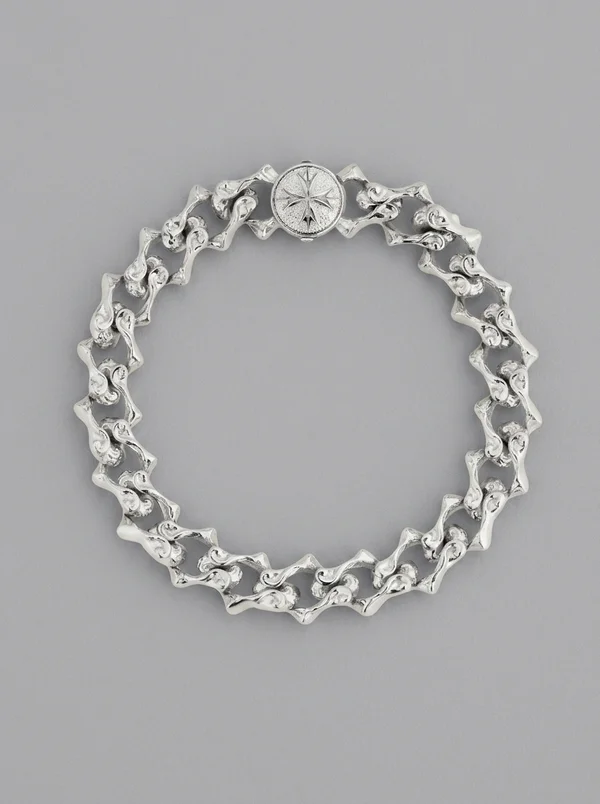 Emanuele Bicocchi Sharp Chain Logo Bracelet - Silver