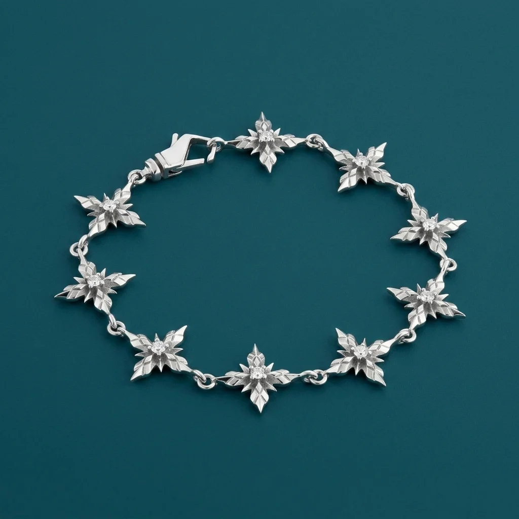Emanuele Bicocchi Stella Ventis Clear Crystal Bracelet - Silver