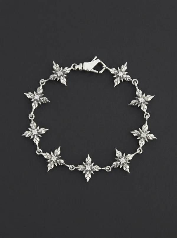 Emanuele Bicocchi Stella Ventis Clear Crystal Bracelet - Silver