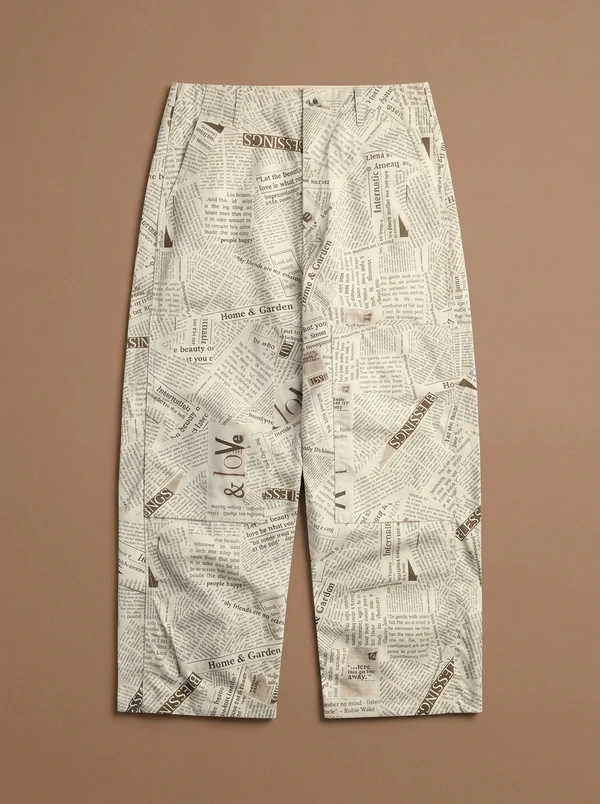 Engineered Garments Cotton Newspaper Print Canvas Painter Pant - White