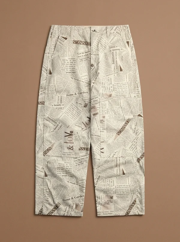 Engineered Garments Cotton Newspaper Print Canvas Painter Pant - White
