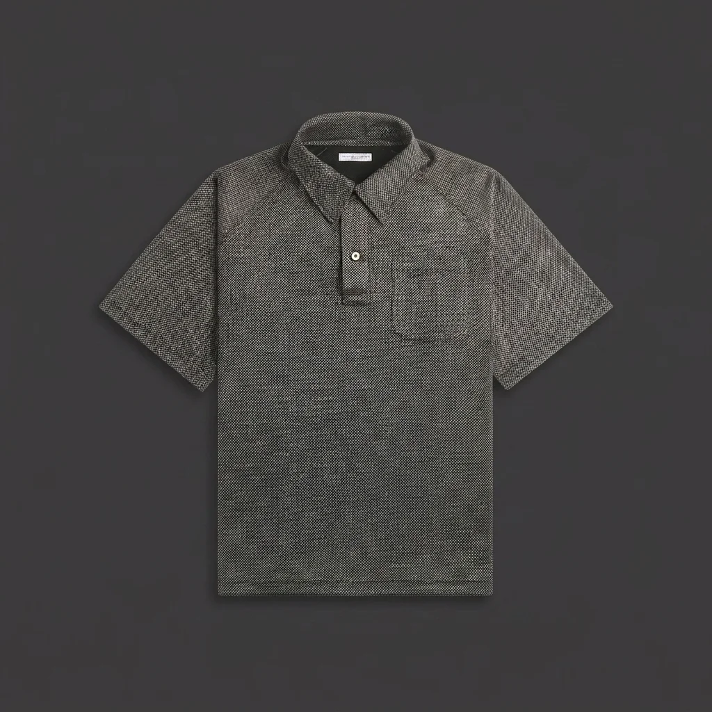 Engineered Garments Lurex Knit Jersey Polo Shirt - Black / Silver