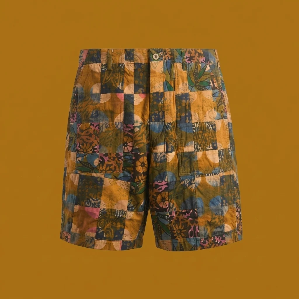 Engineered Garments Multi Pattern Patchwork Fatigue Short - Olive