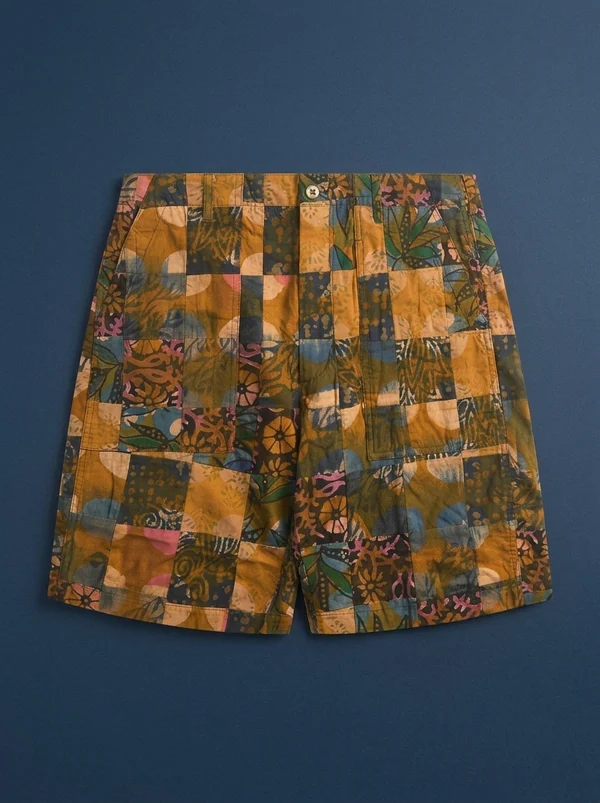 Engineered Garments Multi Pattern Patchwork Fatigue Short - Olive