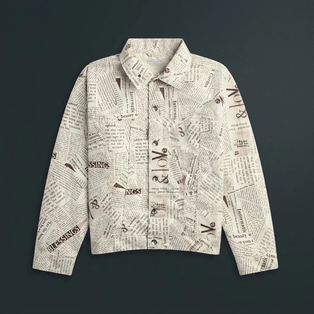 Engineered Garments Newspaper Print Canvas Type 5 Jean Jacket - White