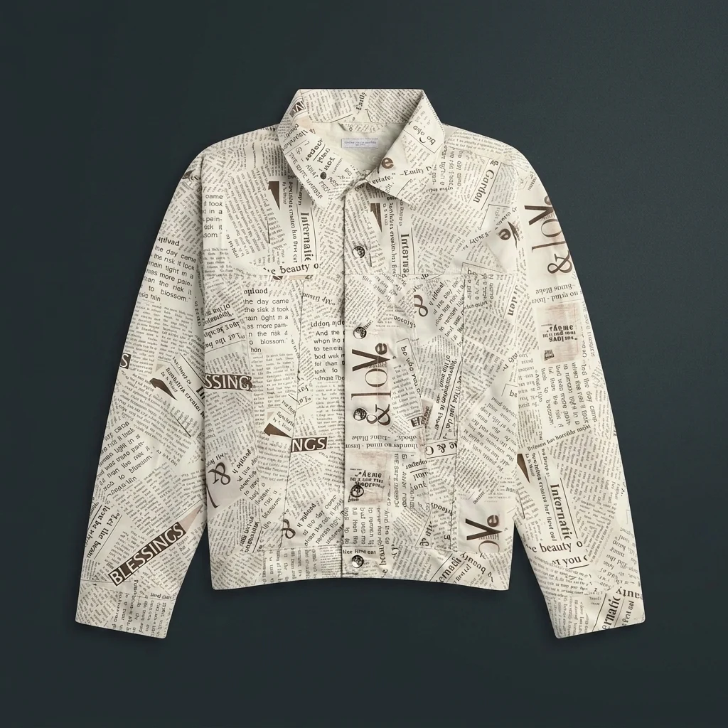 Engineered Garments Newspaper Print Canvas Type 5 Jean Jacket - White