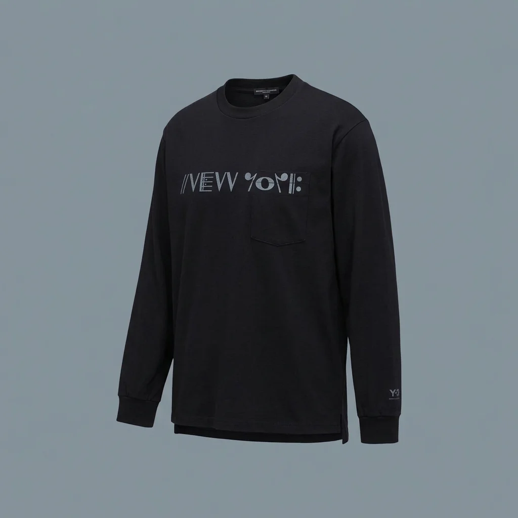 Engineered Garments Printed Cross Crewneck Long Sleeve Tee - Black