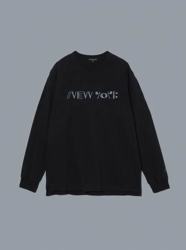 Engineered Garments Printed Cross Crewneck Long Sleeve Tee - Black