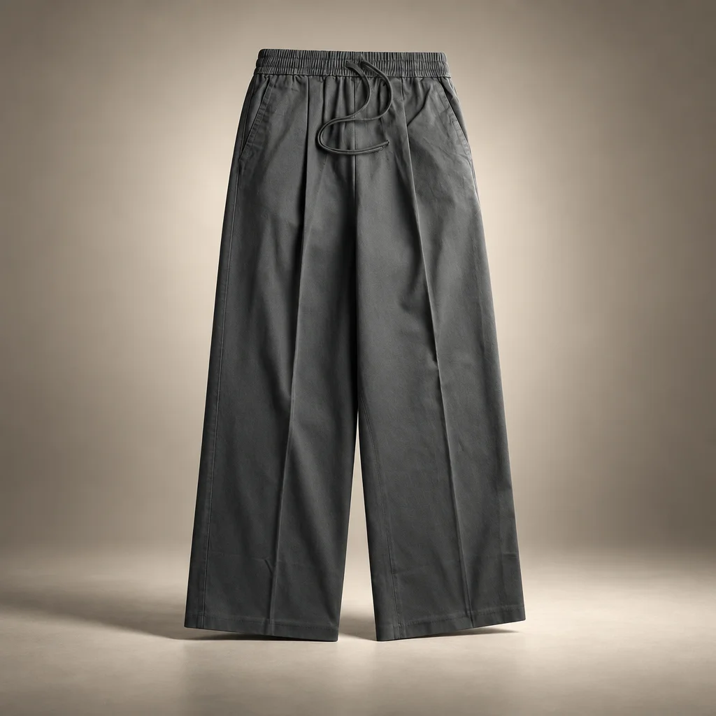 Essentials Cotton Twill Pleat Front Drawstring Pant - Iron Grey