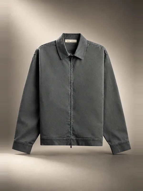 Essentials Cotton Twill Work Jacket - Iron Grey
