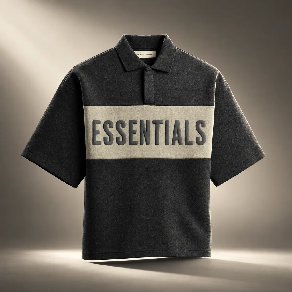 Essentials Cropped Paneled Polo - Iron Grey / Seal Heather