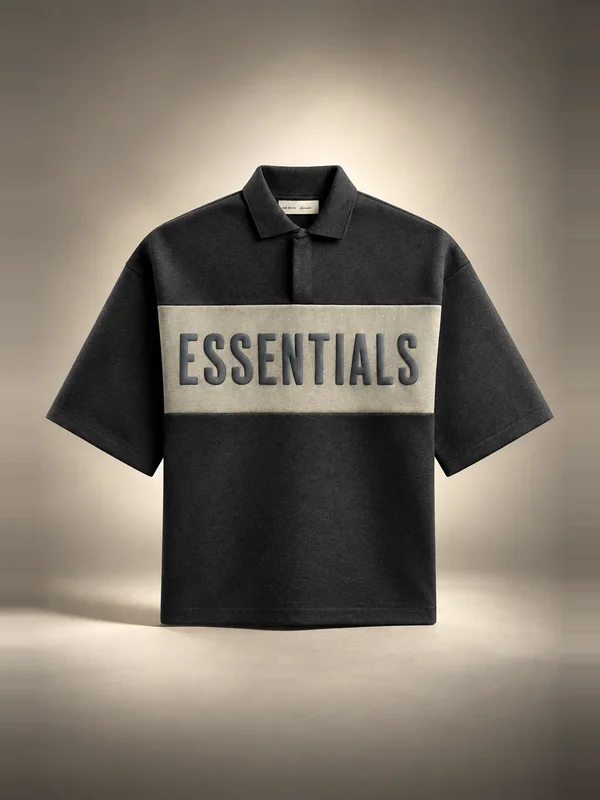 Essentials Cropped Paneled Polo - Iron Grey / Seal Heather