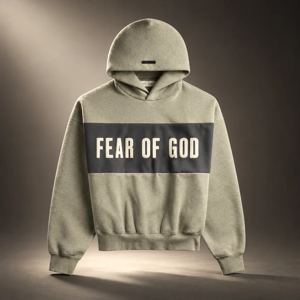 Essentials Cropped Relaxed Paneled Hoodie - Seal Heather / Iron Grey