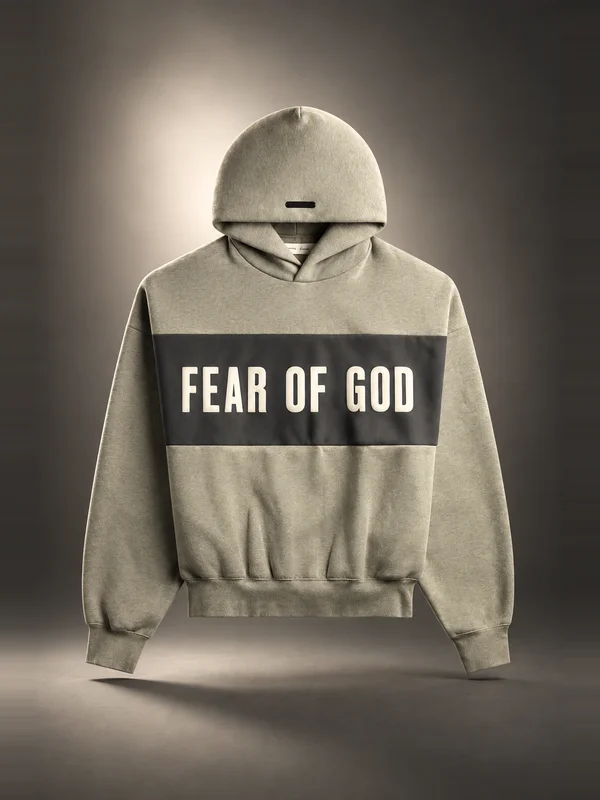 Essentials Cropped Relaxed Paneled Hoodie - Seal Heather / Iron Grey