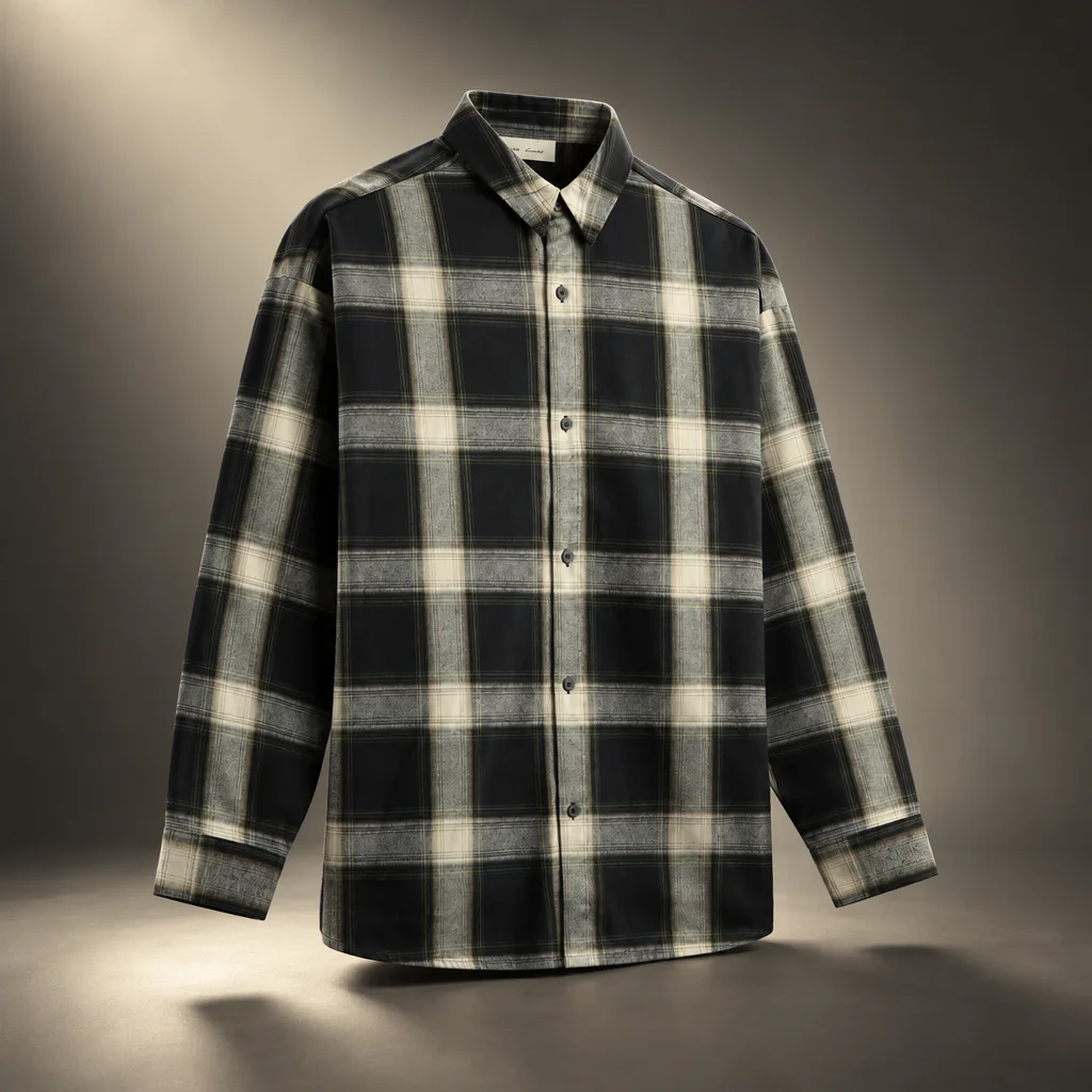 Essentials Flannel Button Up Shirt - Iron Grey Plaid