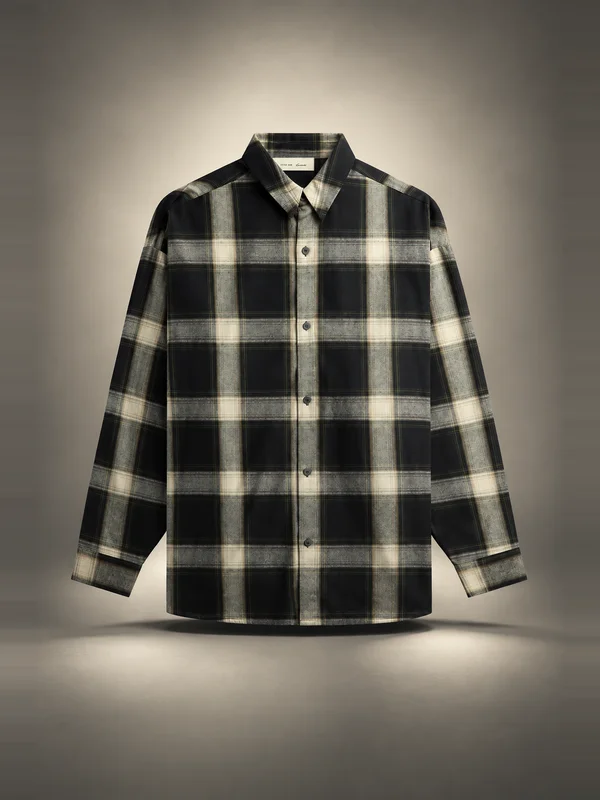 Essentials Flannel Button Up Shirt - Iron Grey Plaid