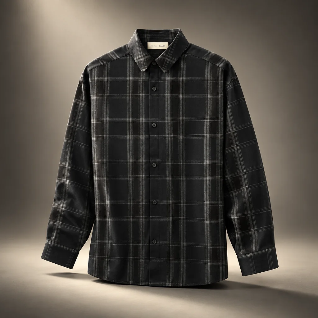 Essentials Flannel Button Up Shirt - Vintage Black Plaid