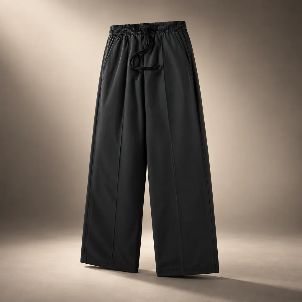 Essentials Silk Blend Pleat Front Drawstring Pant - Vintage Black