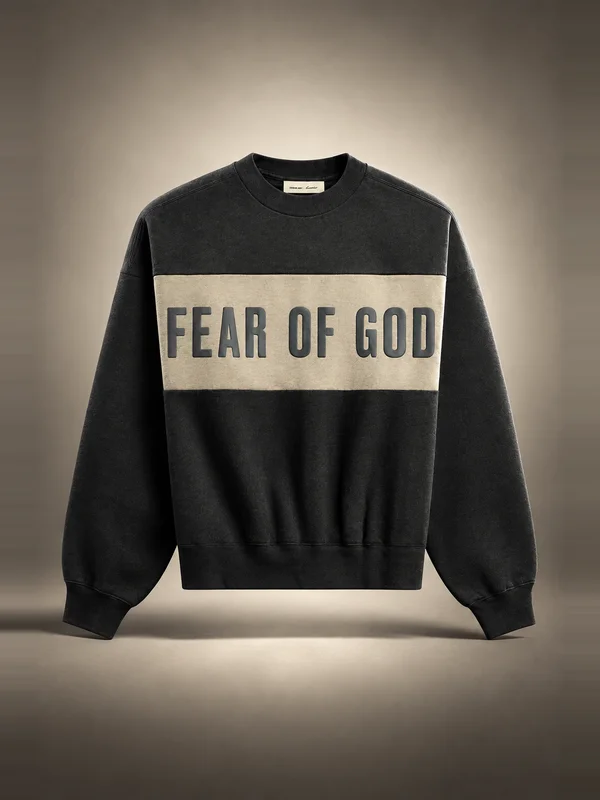 Essentials Cropped Relaxed Paneled Sweatshirt - Iron Grey Heather / Seal Heather