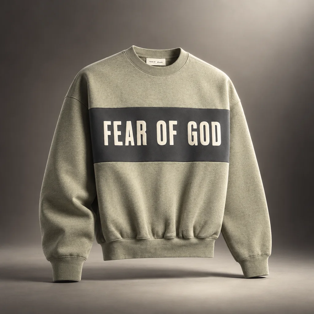 Fear of God Essentials Cropped Relaxed Paneled Sweatshirt - Seal Heather / Iron Grey