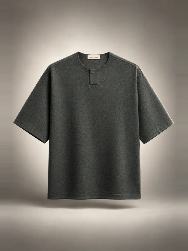 Essentials Soft Knit Short Sleeve Henley - Iron Grey