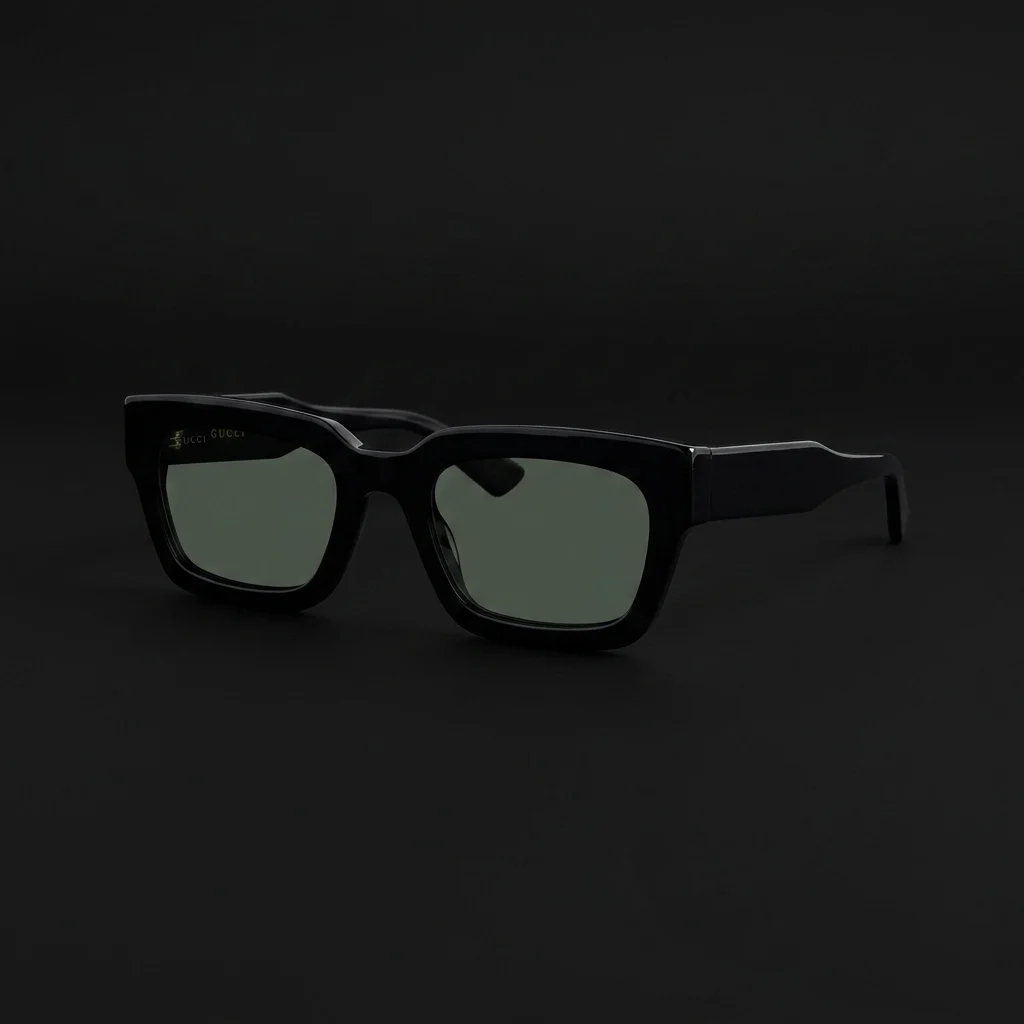 Gucci GG2069S Acetate Rectangle Sunglasses - Black / Grey