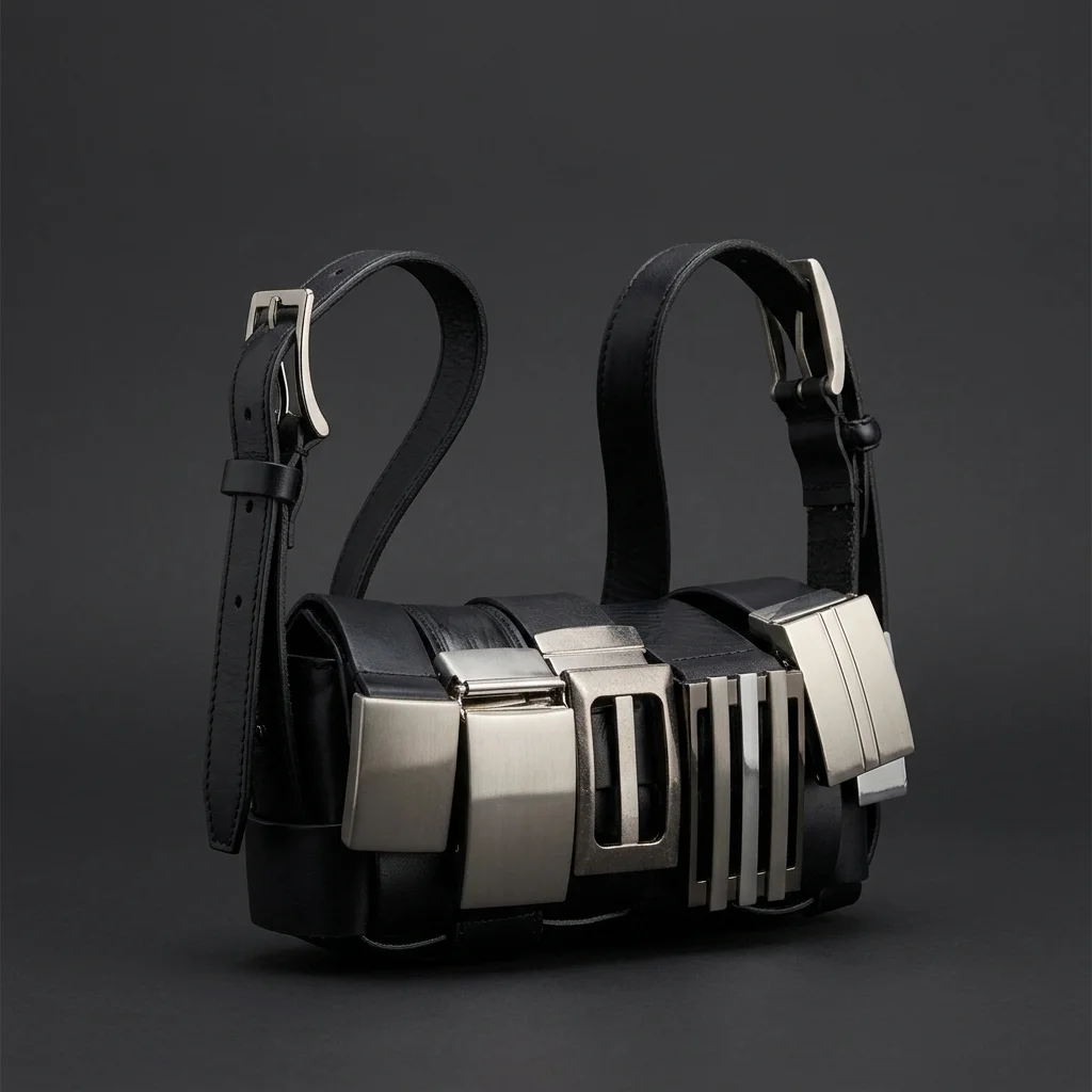 HODAKOVA Black Buckle Baguette Bag